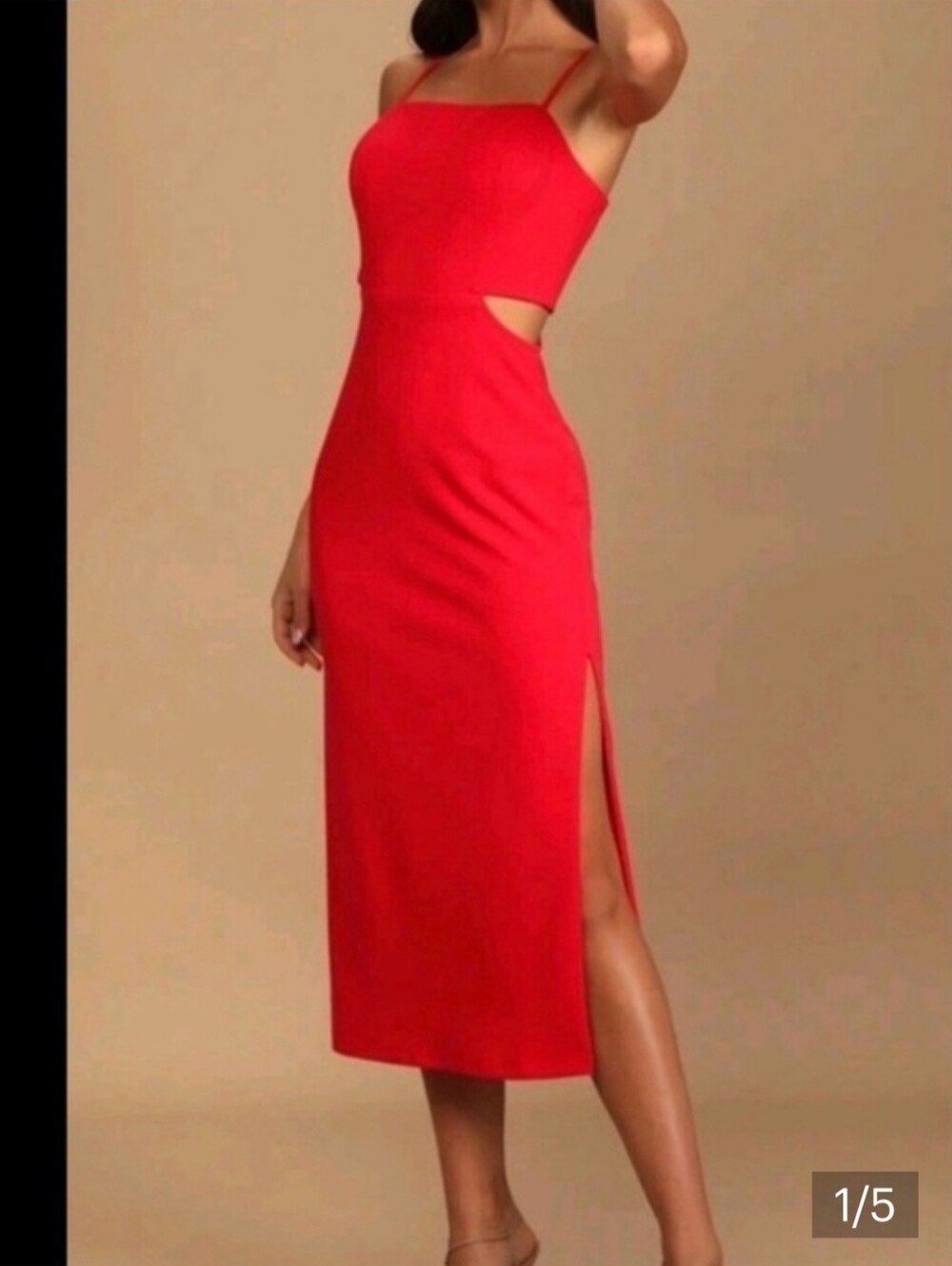 Gianni Bini Red Spaghetti-Strap Cutout Midi Dress